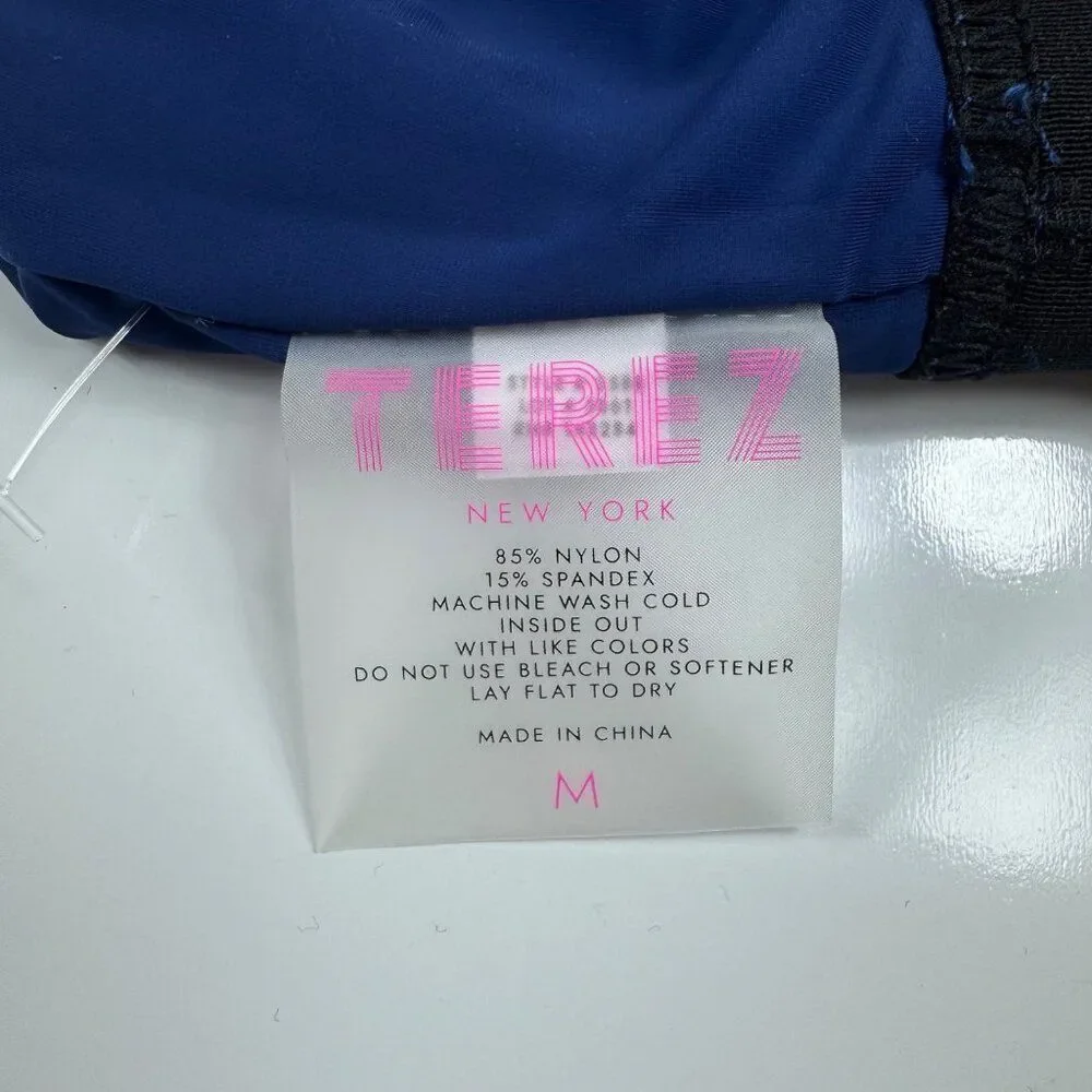 Terez Uplift Sports Bra Navy Star Foil Medium Racerback Unlined Athletic NWOT